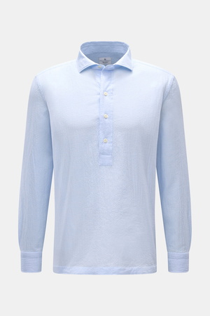 Giampaolo  - Herren - Seersucker Popover-Hemd Haifisch-Kragen hellblau