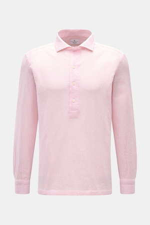 Giampaolo  - Herren - Seersucker Popover-Hemd Haifisch-Kragen rosé