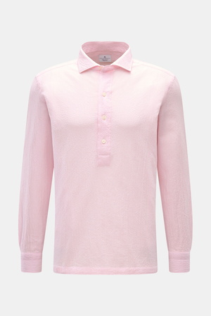 Giampaolo  - Herren - Seersucker Popover-Hemd Haifisch-Kragen rosé