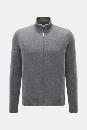 Gran Sasso  - Herren - Cashmere Strickjacke dunkelgrau meliert