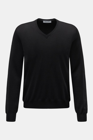 Gran Sasso  - Herren - Feinstrick V-Neck Pullover schwarz