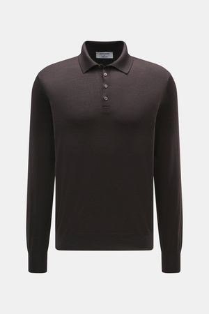 Gran Sasso  - Herren - Feinstrickpolo dunkelbraun
