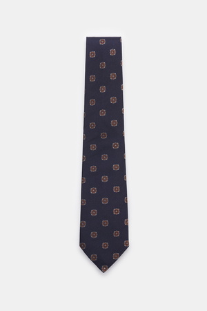Borrelli  - Herren - Seidenkrawatte navy/hellbraun/grau gemustert