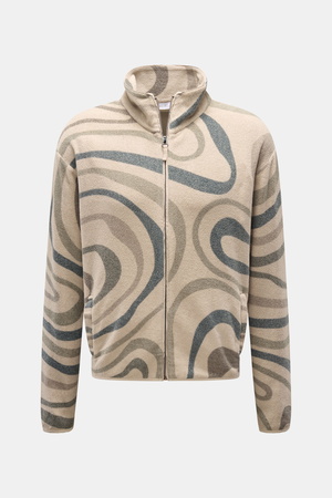 04651 / A trip in a bag - Herren - Fleecejacke beige/grau gemustert