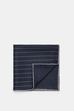 Brunello Cucinelli  - Herren - Seiden-Einstecktuch navy/grau gestreift