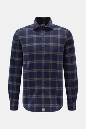 Sonrisa  - Herren - Flanellhemd Haifisch-Kragen navy/grau kariert