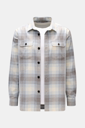 04651 / A trip in a bag - Herren - Overshirt 'Check Overshirt' offwhite/hellblau/grau kariert
