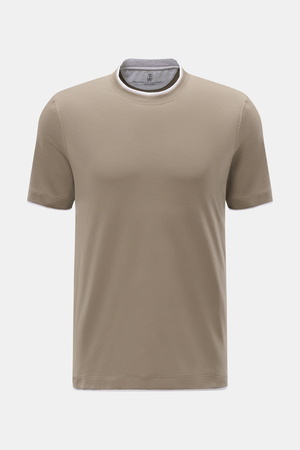 Brunello Cucinelli  - Herren - Rundhals-T-Shirt taupe/grau meliert