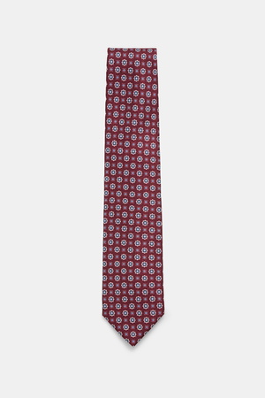Borrelli  - Herren - Seidenkrawatte bordeaux/graublau gemustert