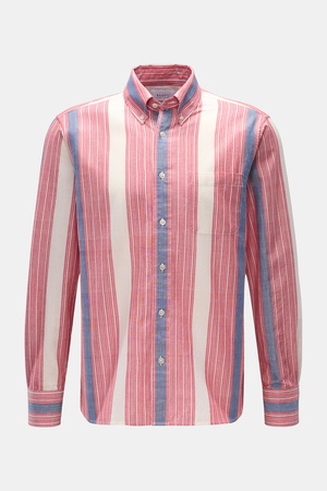 04651 / A trip in a bag - Herren - Casual-Hemd 'Madras Shirt' Button-Down-Kragen offwhite/rot/graublau gestreift