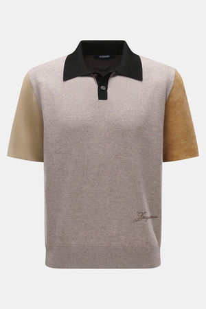Jacquemus  - Herren - Merino Strickpolo 'Arlequin' taupe/graubraun meliert