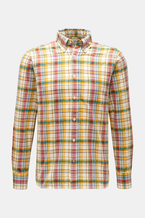 04651 / A trip in a bag - Herren - Casual-Hemd 'Madras Shirt' Button-Down-Kragen gelb/magenta/grün kariert