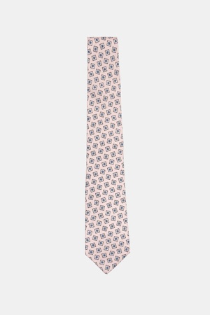 Borrelli  - Herren - Seidenkrawatte rosé/offwhite/hellblau gemustert