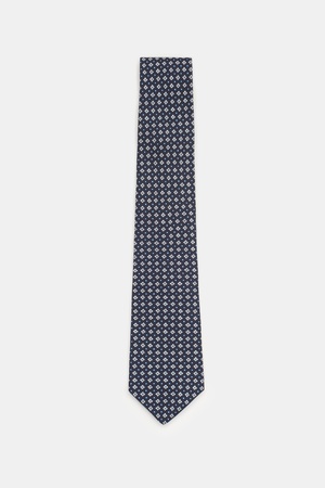 Borrelli  - Herren - Seidenkrawatte navy/offwhite/hellblau gemustert