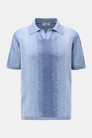 Piacenza  1733 - Herren - Kurzarm-Strickpolo graublau/rauchblau/hellblau gemustert