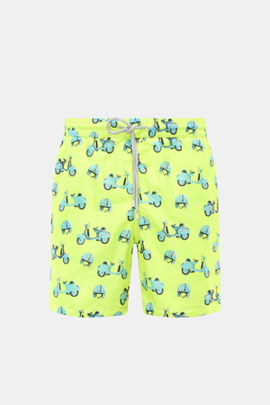 Zeybra Portofino 1962  - Herren - Badeshorts 'Scooter' neongelb/hellblau gemustert
