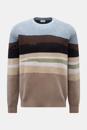 04651 / A trip in a bag - Herren - Rundhalspullover 'Landscape Crew' taupe/beige/hellblau meliert