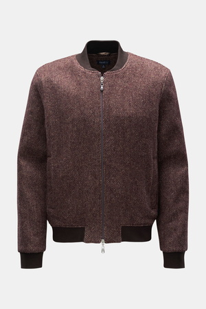 04651 / A trip in a bag - Herren - Woll-Blouson bordeaux/hellbraun