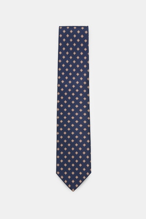 Borrelli  - Herren - Seidenkrawatte navy/hellbraun gemustert