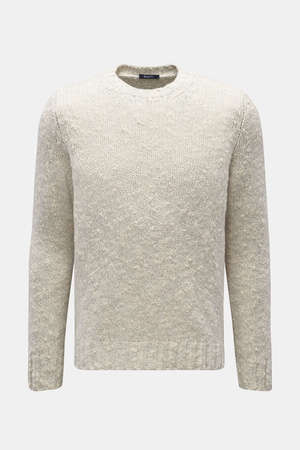 04651 / A trip in a bag - Herren - Rundhalspullover 'Handknit Crew' creme/hellgrau