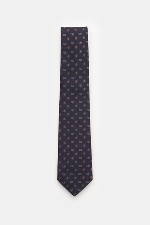 Borrelli  - Herren - Seidenkrawatte navy/braun/hellgrau gemustert