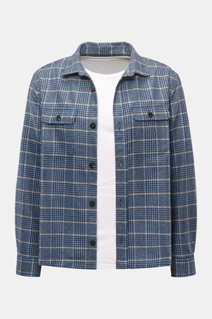 04651 / A trip in a bag - Herren - Overshirt schwarz/blau/hellgrau kariert