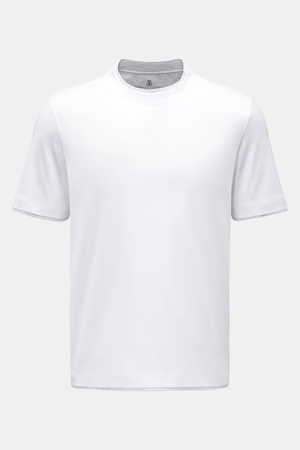 Brunello Cucinelli  - Herren - Rundhals-T-Shirt weiß/hellgrau meliert braun