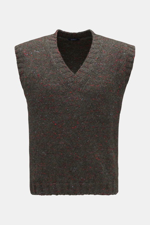 04651 / A trip in a bag - Herren - Pullunder 'Donegal' dark olive/hellrot gemustert
