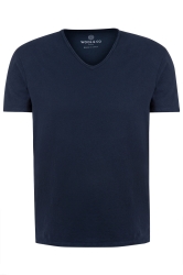 Herren T-Shirt mit V-Ausschnitt Marine Blau grau