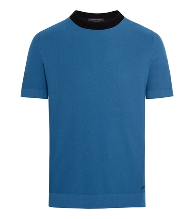 Porsche Design Colourblock Knitted T-Shirt - lake blue/jet black - XL blau