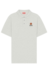 Kenzo Herren Piqué Poloshirt Crest Logo Classic Hellgrau grau