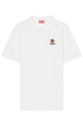 Kenzo Herren Piqué Poloshirt Crest Logo Classic Natur Weiss grau