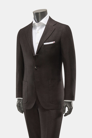 Kiton  - Cashmere Anzug dunkelbraun grau