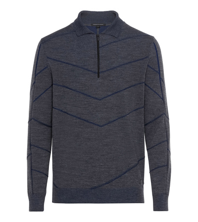 Porsche Design Cozy Zipped Sweater - asphalt grey/lake blue - L grau