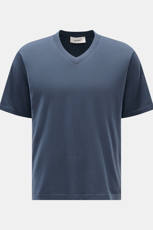 Lisa Yang  - Herren - Cashmere V-Neck Kurzarm-Pullover 'Joakim' graublau