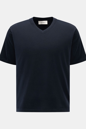 Lisa Yang  - Herren - Cashmere V-Neck Kurzarm-Pullover 'Joakim' navy