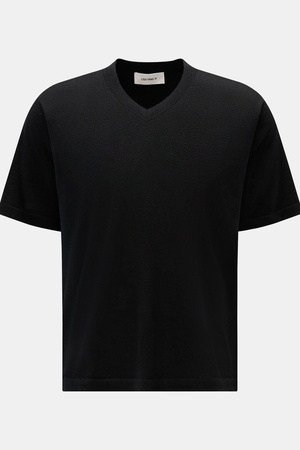 Lisa Yang  - Herren - Cashmere V-Neck Kurzarm-Pullover 'Joakim' schwarz