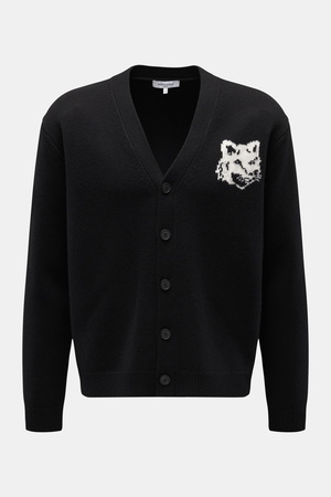 Maison Kitsuné  - Herren - Cardigan 'Fox Head' schwarz