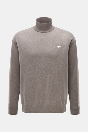 Maison Kitsuné  - Herren - Rollkragenpullover 'Profile Fox' taupe meliert