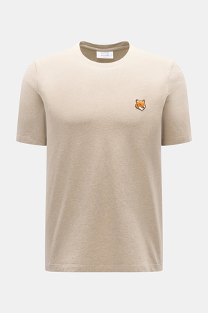 Maison Kitsuné  - Herren - Rundhals-T-Shirt 'Fox Head' beige meliert