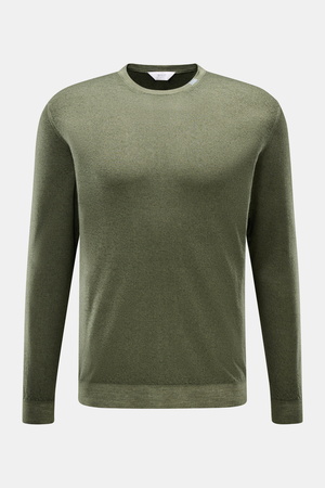 Malo  - Herren - Cashmere Rundhalspullover dark olive meliert