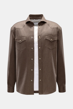Marco Pescarolo  - Herren - Cashmere Overshirt 'Ribot' graubraun meliert