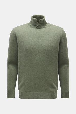 Maurizio Baldassari  - Herren - Cashmere Pullover 'Open Turtle Neck' graugrün meliert
