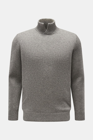 Maurizio Baldassari  - Herren - Cashmere Pullover 'Open Turtle Neck' hellgrau meliert