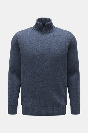 Maurizio Baldassari  - Herren - Cashmere Pullover 'Open Turtle Neck' rauchblau meliert