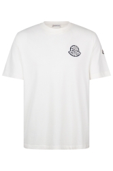 Moncler Herren T-Shirt mit Print am Rücken Natur Weiss