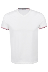 Moncler Herren T-Shirt mit V-Ausschnitt Natur Weiss grau