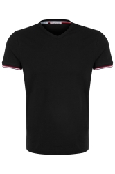 Moncler Herren T-Shirt mit V-Ausschnitt Schwarz schwarz
