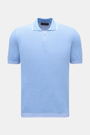 Moorer  - Herren - Kurzarm-Strickpolo 'Coty' hellblau meliert