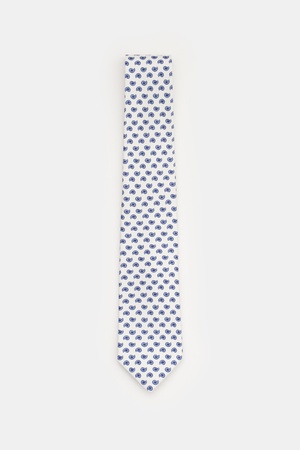 Borrelli  - Herren - Seidenkrawatte offwhite/hellblau/navy gemustert